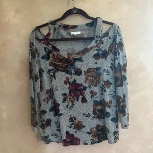 Beautiful floral cold shoulder top